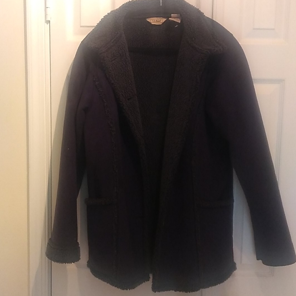 L.L.Bean Suede Barn Coat with Sherpa Lining